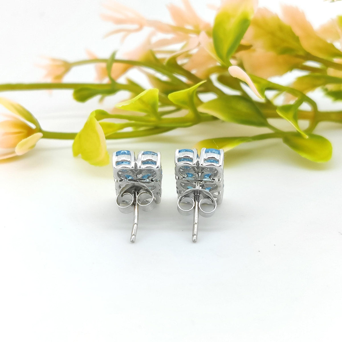 Swiss Blue Topaz Sterling Silver Stud Earrings: December Birthstone