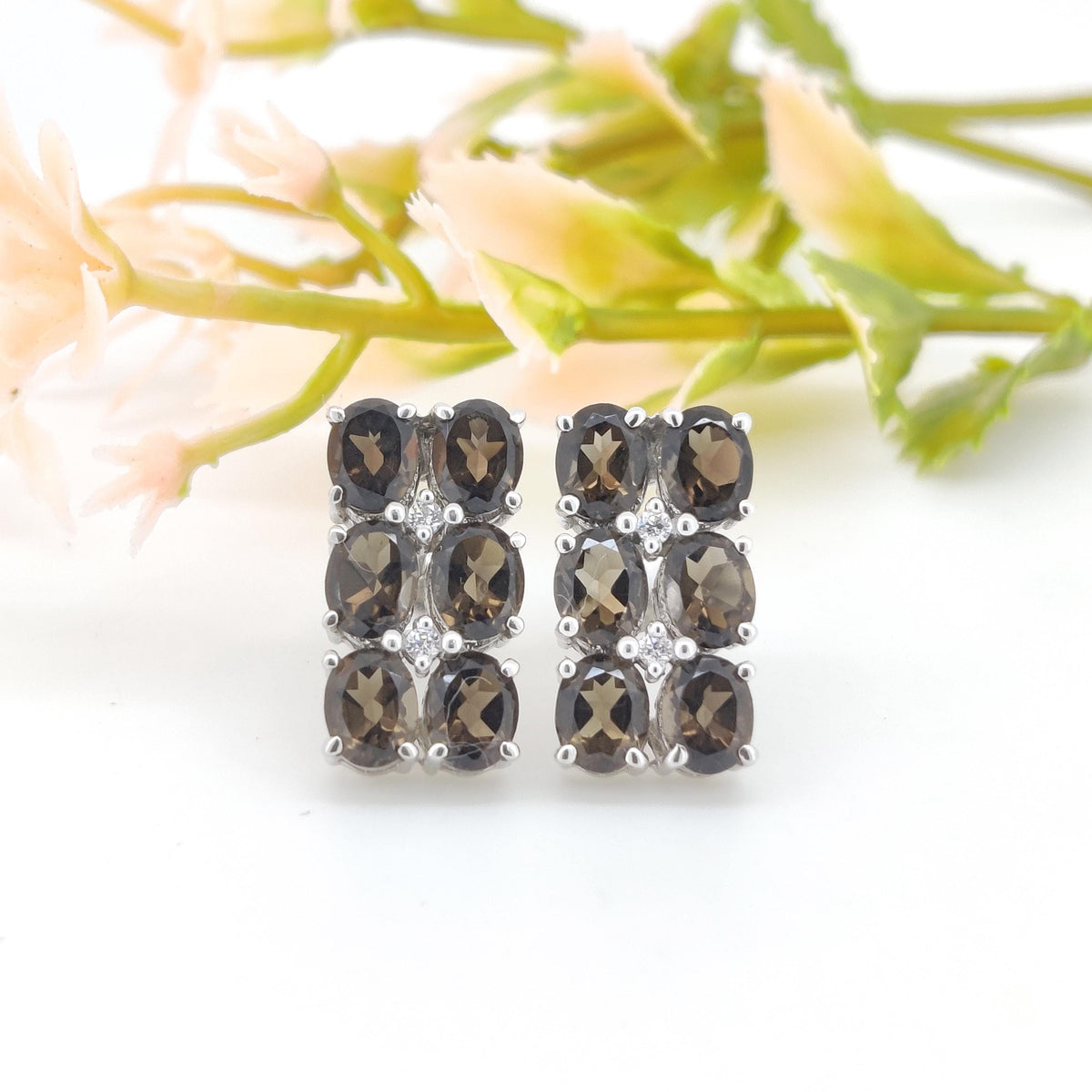 Smoky Quartz Sterling Silver Stud Earrings: November Birthstone