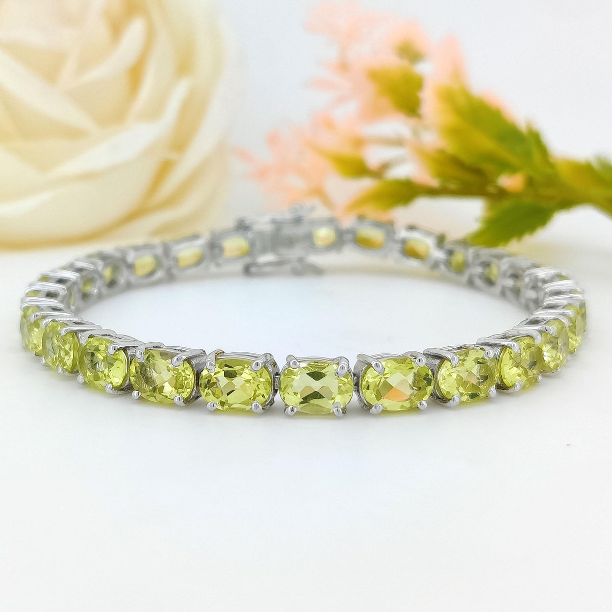 Natural Lemon Topaz Bracelet-Oval Cut Tennis Bracelet-925 Sterling Silver-Lemon Topaz Jewelry-November Birthstone-Handmade Jewelry