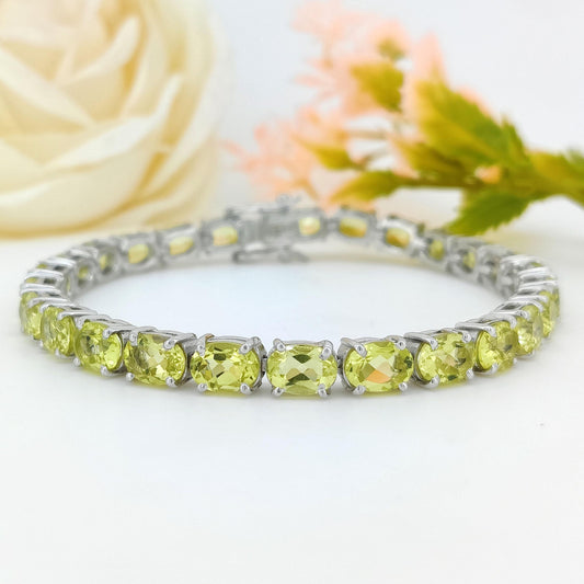 Natural Lemon Topaz Bracelet-Oval Cut Tennis Bracelet-925 Sterling Silver-Lemon Topaz Jewelry-November Birthstone-Handmade Jewelry