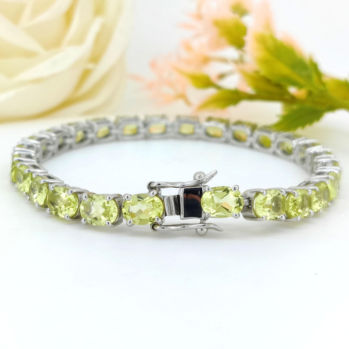 Natural Lemon Topaz Bracelet-Oval Cut Tennis Bracelet-925 Sterling Silver-Lemon Topaz Jewelry-November Birthstone-Handmade Jewelry