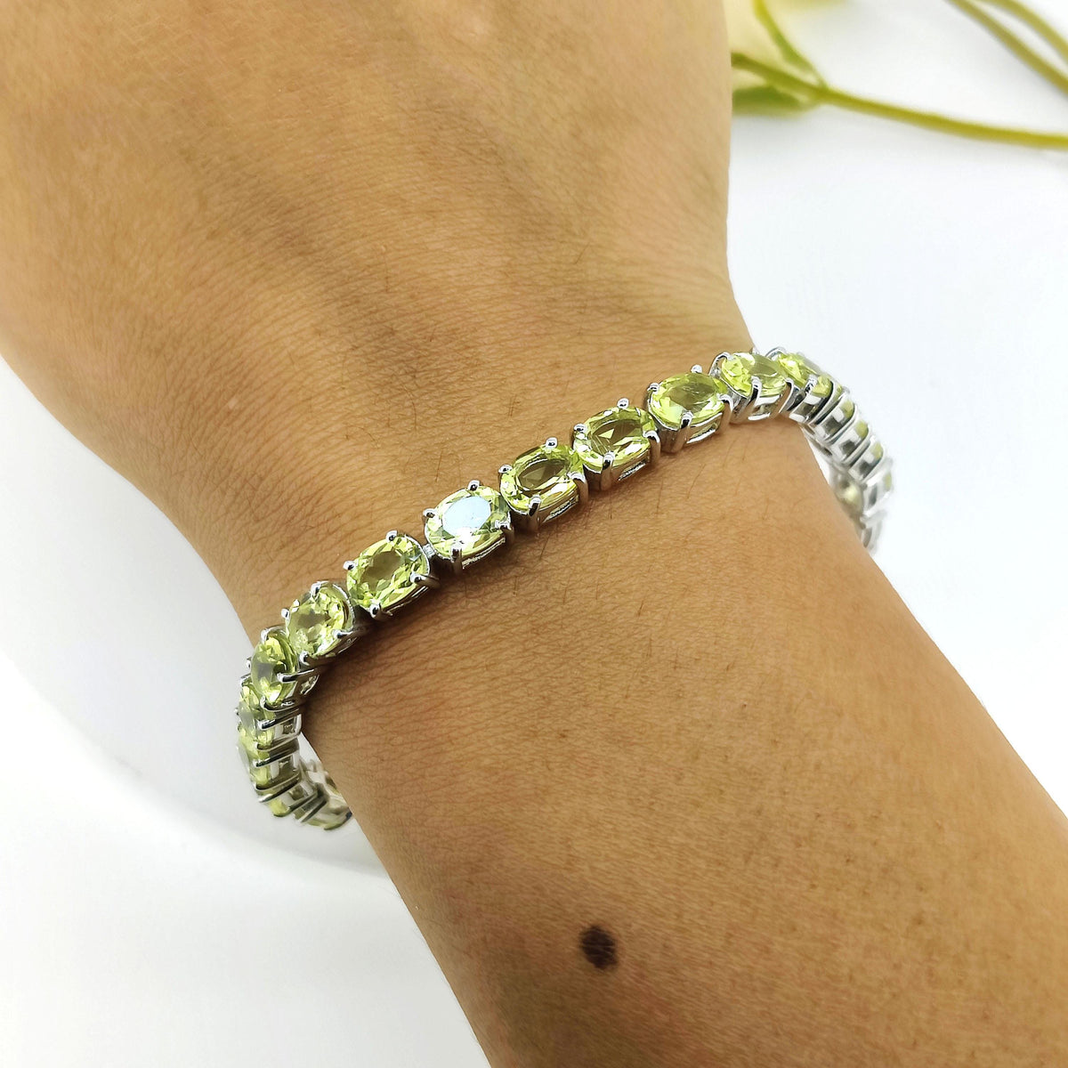 Natural Lemon Topaz Bracelet-Oval Cut Tennis Bracelet-925 Sterling Silver-Lemon Topaz Jewelry-November Birthstone-Handmade Jewelry
