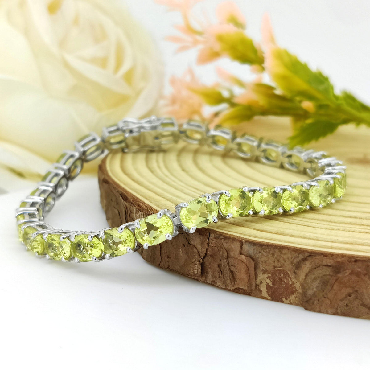 Natural Lemon Topaz Bracelet-Oval Cut Tennis Bracelet-925 Sterling Silver-Lemon Topaz Jewelry-November Birthstone-Handmade Jewelry