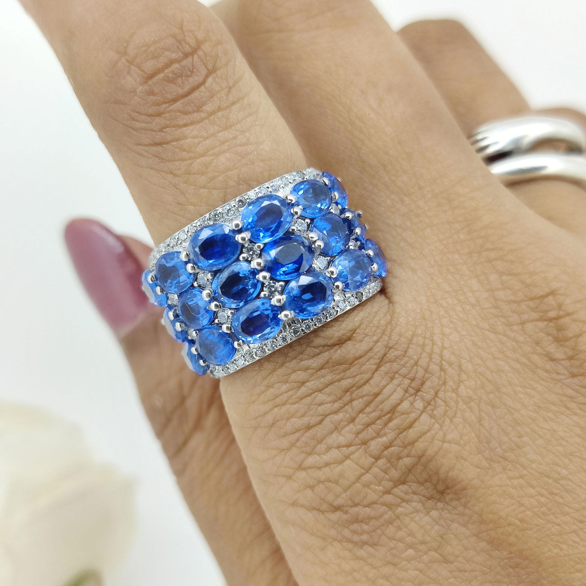 Natural Kyanite Gemstone Ring-925 Sterling Silver-September Birthstone Jewelry-Minimalist Oval Kyanite Jewelry-Wedding Ring for Gift