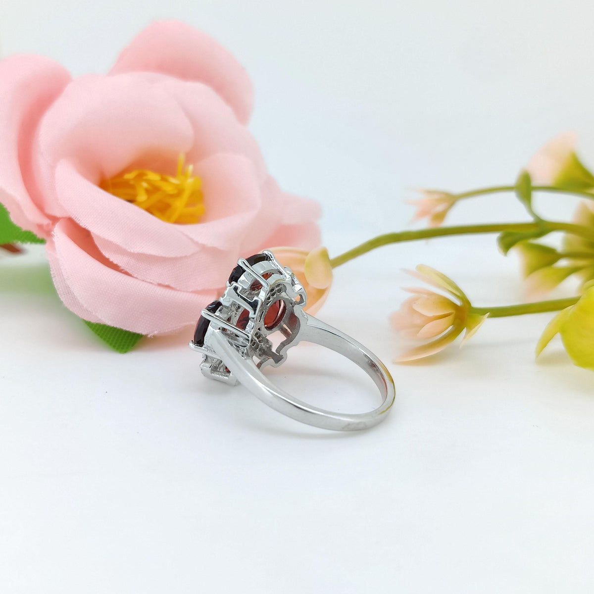 Oval Garnet Ring: Sterling Silver January Birthstone Jewelry