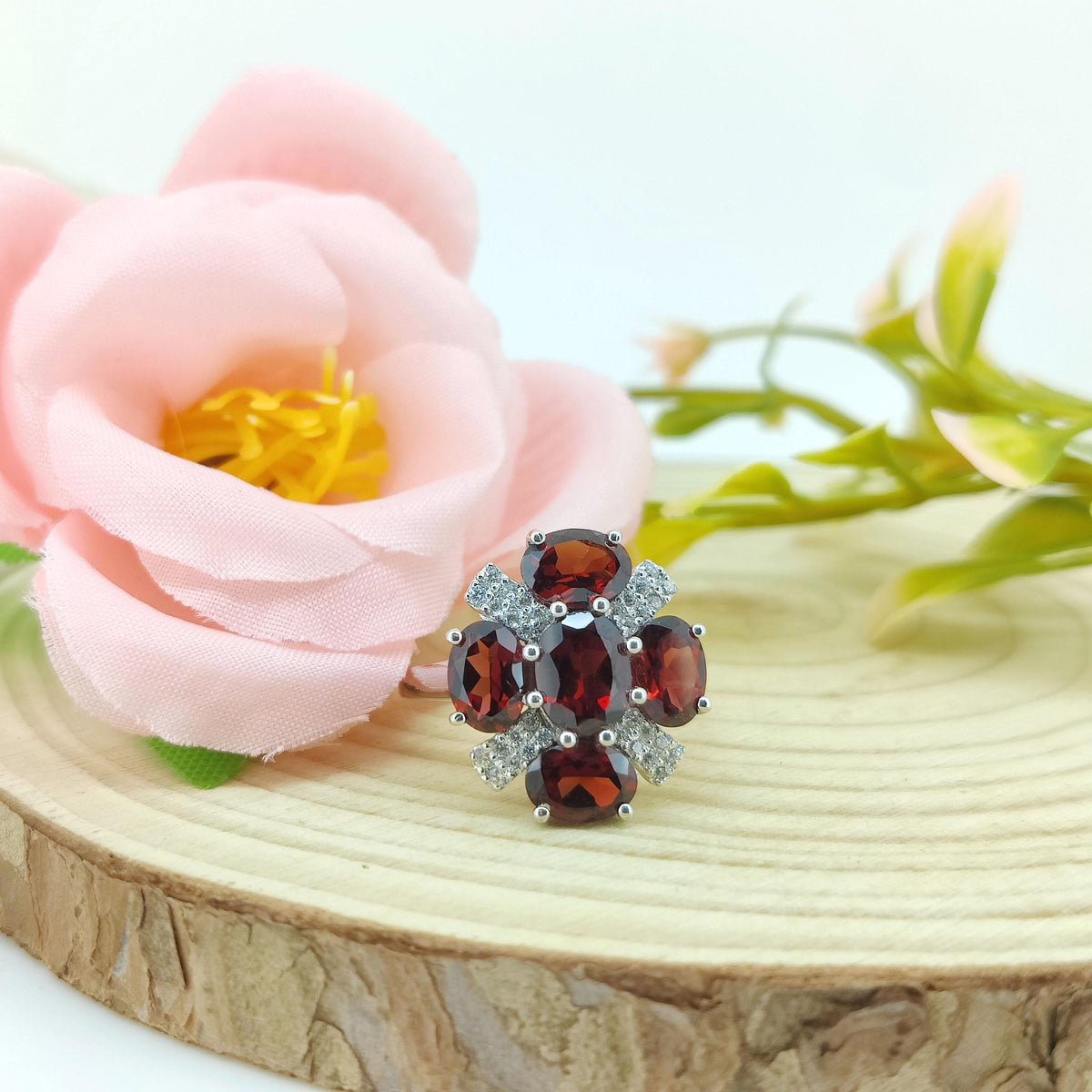 Oval Garnet Ring: Sterling Silver January Birthstone Jewelry