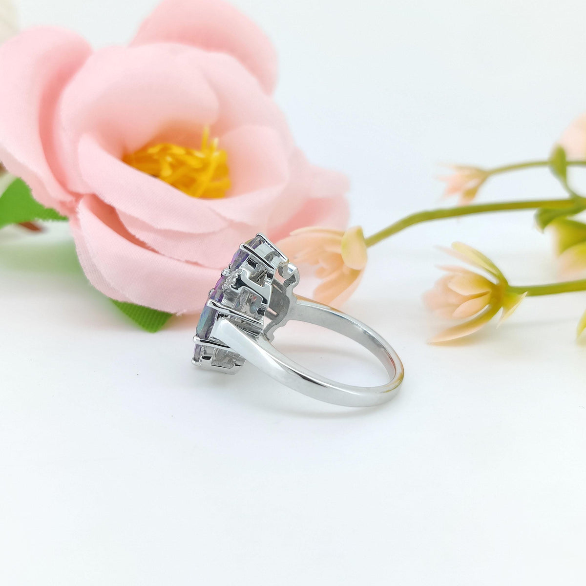 Natural Mystic Topaz Ring-925 Sterling Silver Jewelry-Cubic Zircon-November Birthstone