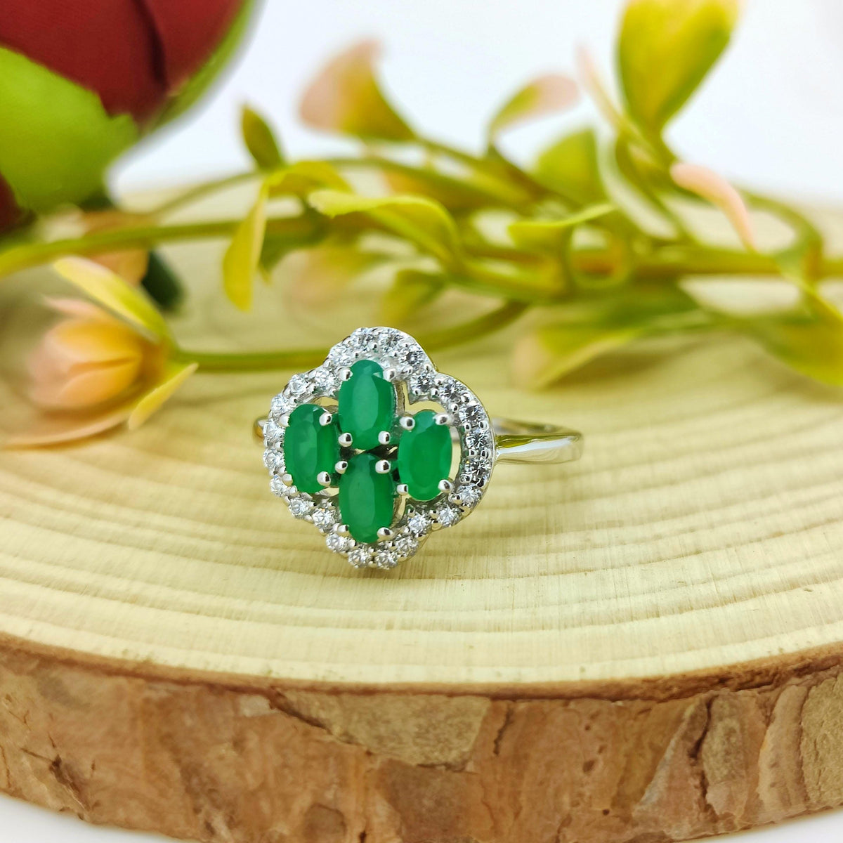 Green Onyx Ring: Sterling Silver Oval Gemstone, May Birthstone