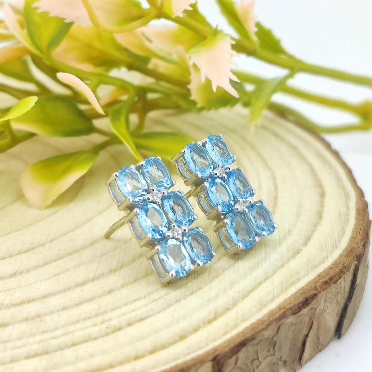 Swiss Blue Topaz Sterling Silver Stud Earrings: December Birthstone