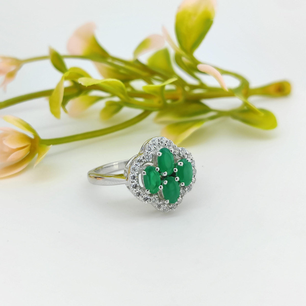 Green Onyx Ring: Sterling Silver Oval Gemstone, May Birthstone