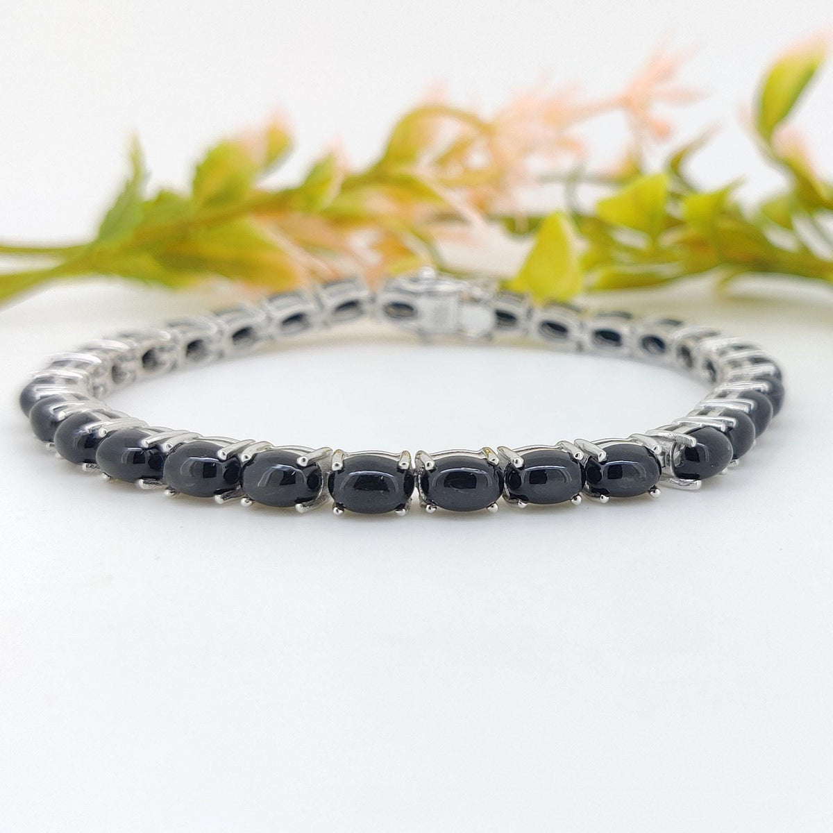 Black Star Sapphire Tennis Bracelet: Handmade Sterling Silver Gemstone Wedding Gift