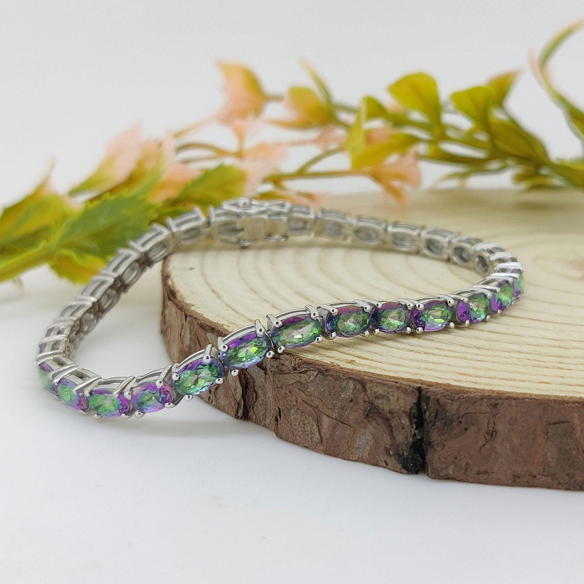 Mystic Topaz Tennis Bracelet: Sterling Silver November Birthstone Jewelry