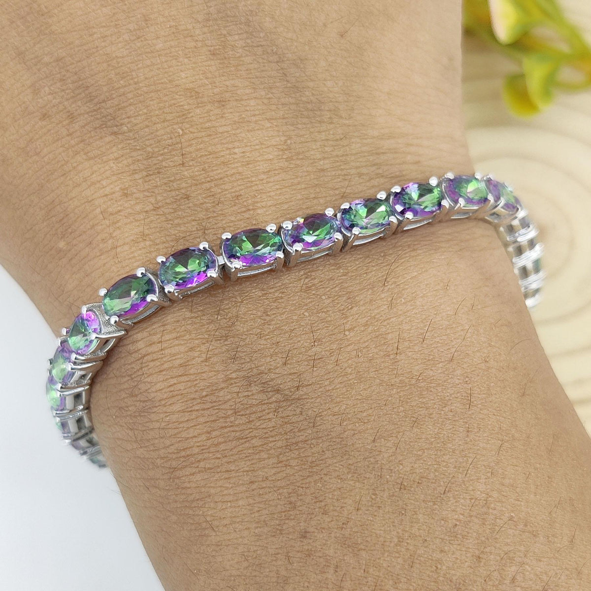 Mystic Topaz Tennis Bracelet: Sterling Silver November Birthstone Jewelry