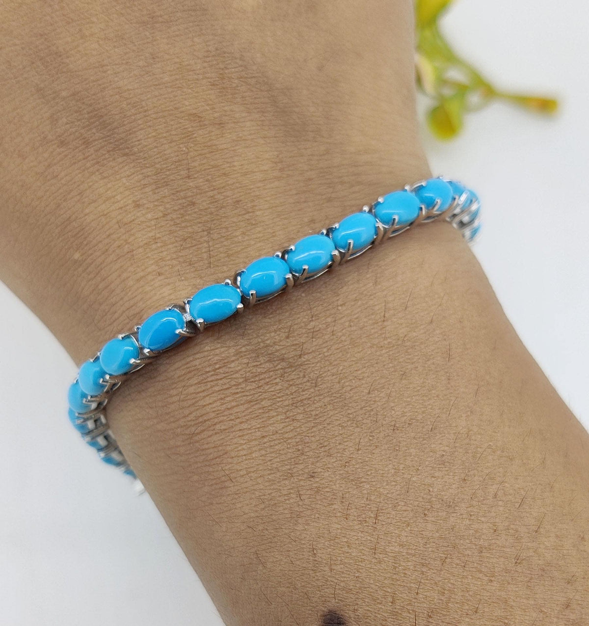 Turquoise Tennis Bracelet- 925 Sterling Silver- December Birthstone-Turquoise Jewelry