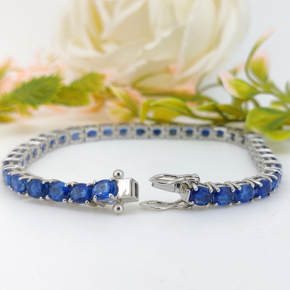 Natural Kyanite Tennis Bracelet-925 Sterling Silver Jewelry-Oval Gemstone Bracelet-September Birthstone Jewelry-Blue Kyanite Jewelry Gift