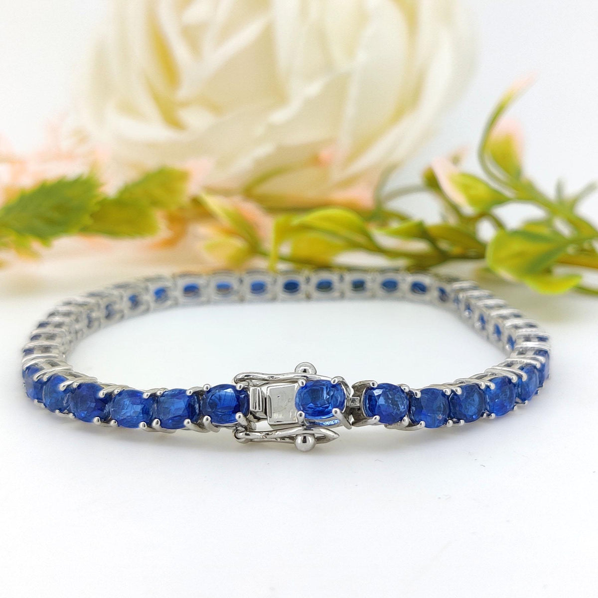 Natural Kyanite Tennis Bracelet-925 Sterling Silver Jewelry-Oval Gemstone Bracelet-September Birthstone Jewelry-Blue Kyanite Jewelry Gift