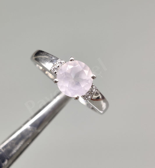 Rose Quartz Sterling Silver Ring: Pink Gemstone Statement Jewelry Christmas Gifts