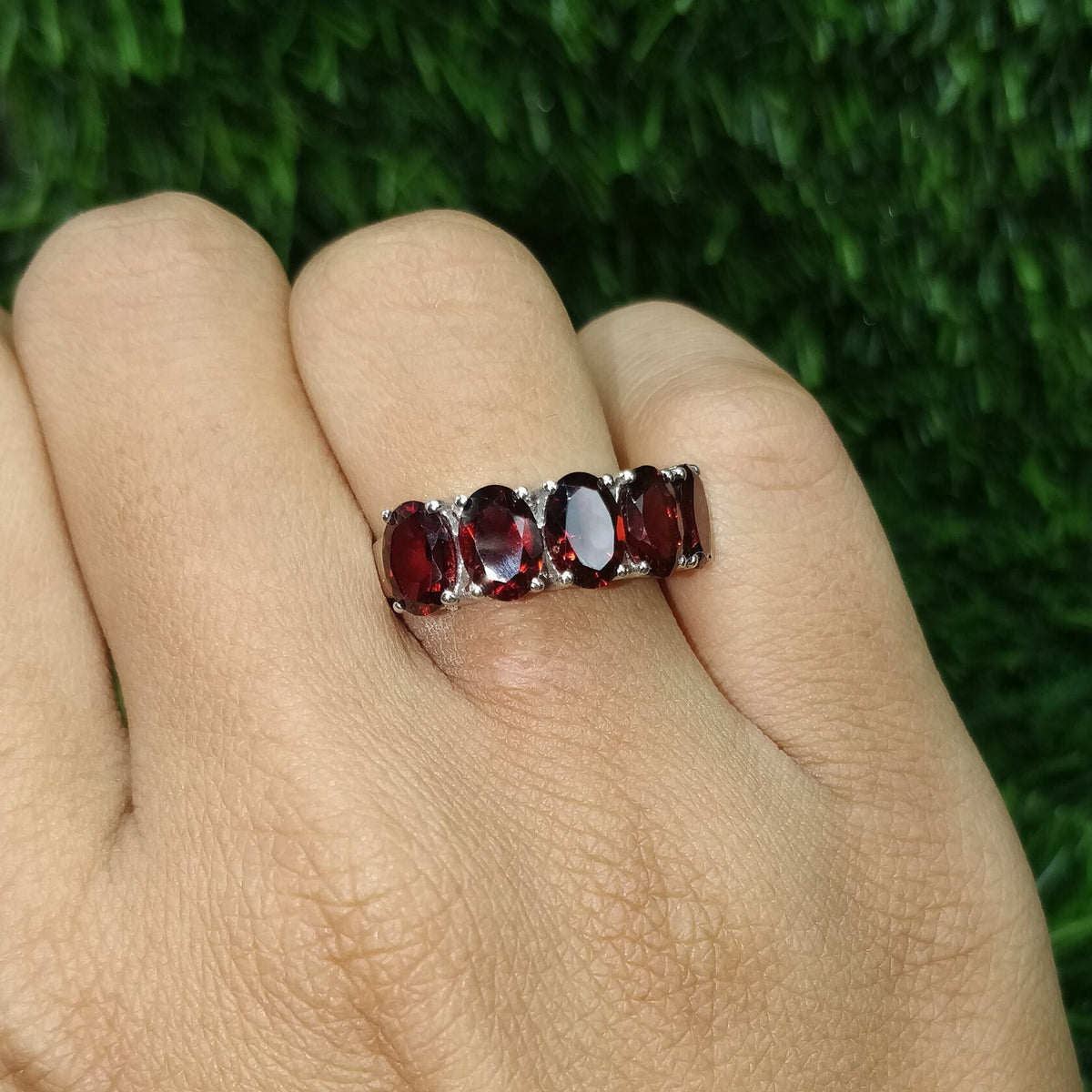 Garnet Sterling Silver Ring: January Birthstone Handmade Gemstone Jewelry