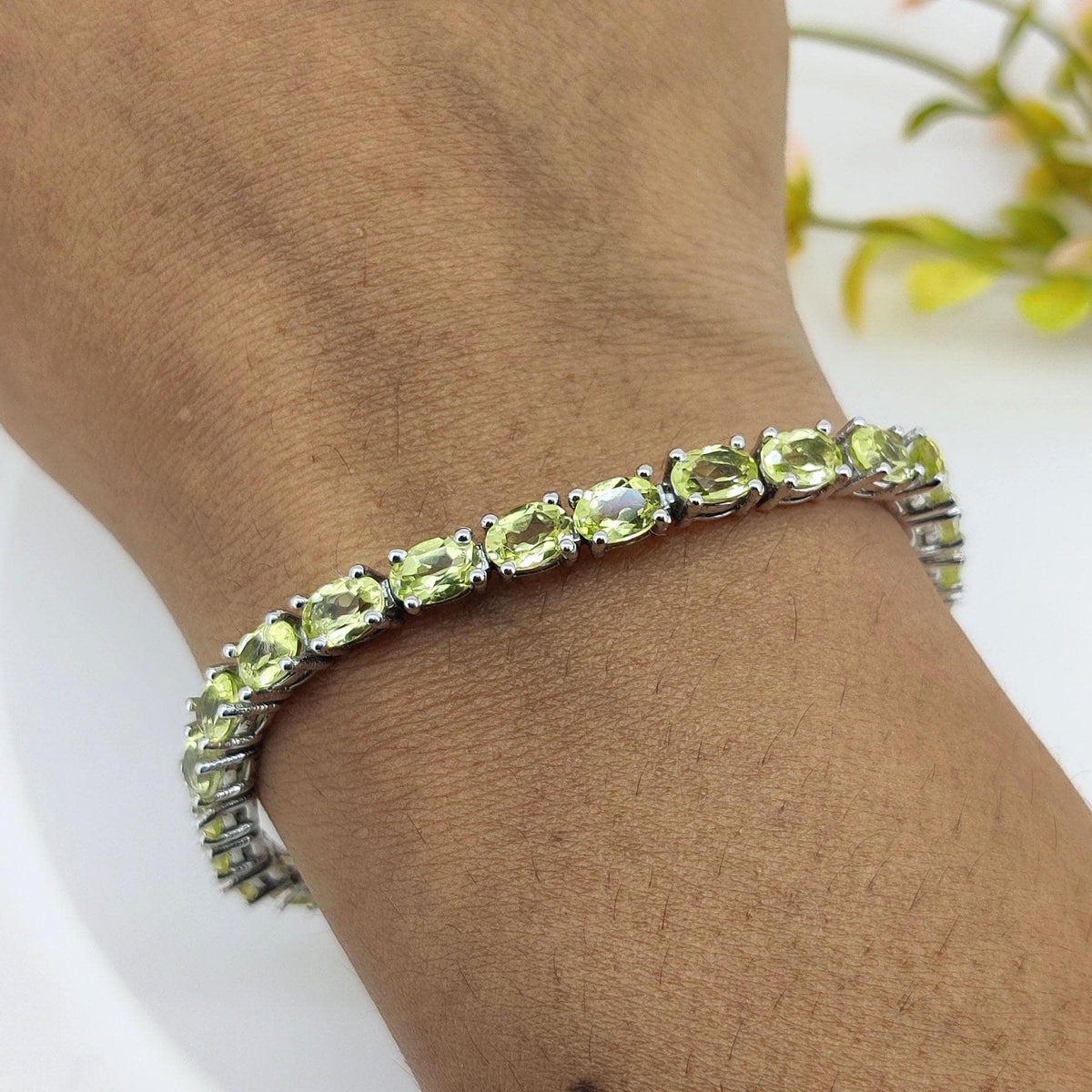 Natural Lemon Topaz Bracelet-Oval Gemstone Tennis Bracelet-925 Sterling Silver-Lemon Topaz Jewelry-November Birthstone Handmade Jewelry