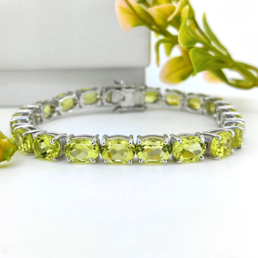 Lemon Topaz Tennis Bracelet: Oval 8x6mm, Sterling Silver November Birthstone