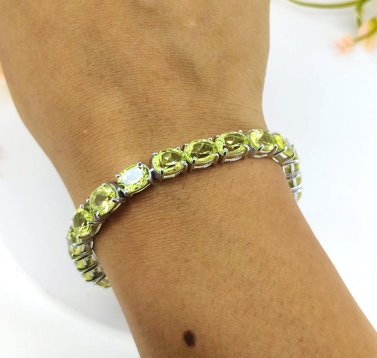 Lemon Topaz Tennis Bracelet: Oval 8x6mm, Sterling Silver November Birthstone