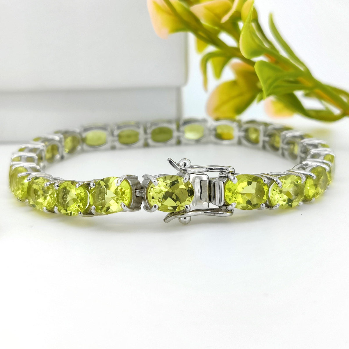 Lemon Topaz Tennis Bracelet: Oval 8x6mm, Sterling Silver November Birthstone