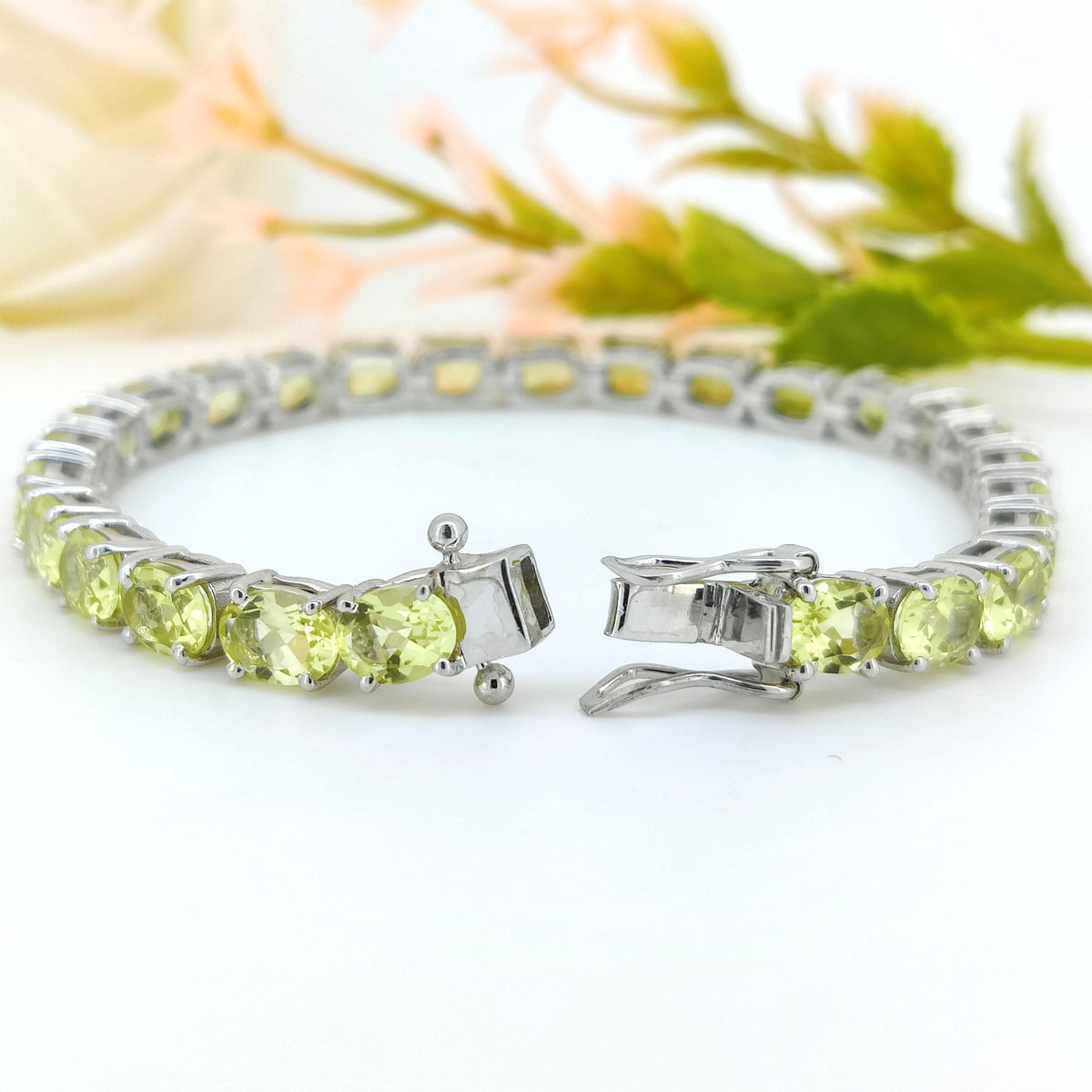 Natural Lemon Topaz Bracelet-Oval Cut Tennis Bracelet-925 Sterling Silver-Lemon Topaz Jewelry-November Birthstone-Handmade Jewelry