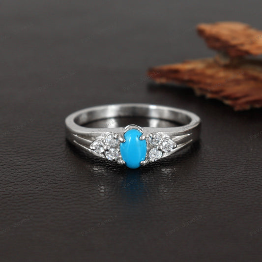 Turquoise Cabochon Ring: Sterling Silver Cluster, Christmas Gifts