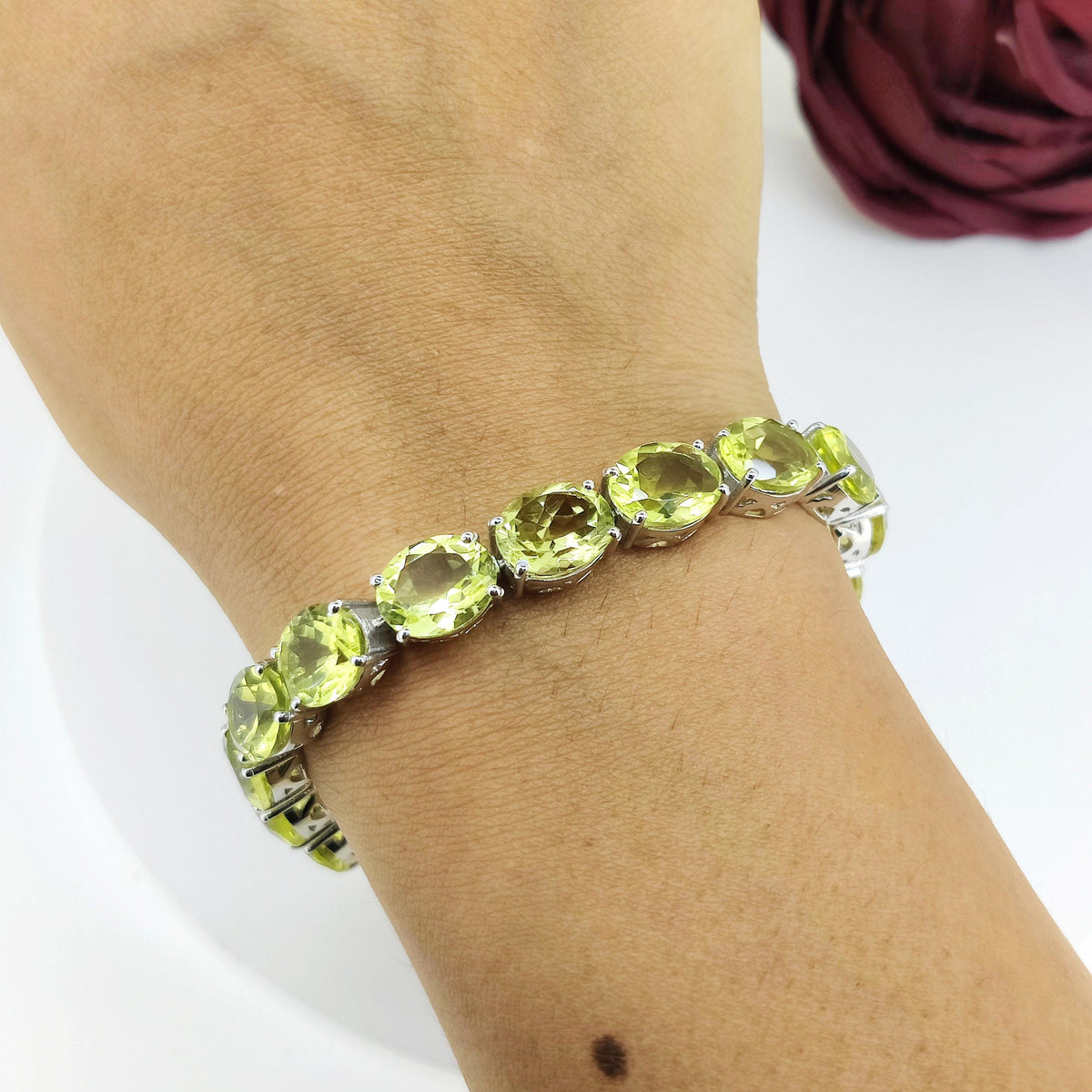 Natural Lemon Topaz Tennis Bracelet-925 Sterling Silver Jewelry-10x8mm Gemstone Bracelet-November Birthstone Jewelry-Lemon Topaz Jewelry