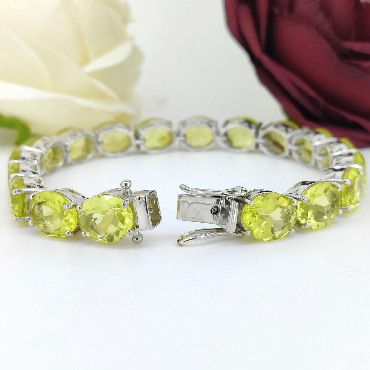 Natural Lemon Topaz Tennis Bracelet-925 Sterling Silver Jewelry-10x8mm Gemstone Bracelet-November Birthstone Jewelry-Lemon Topaz Jewelry