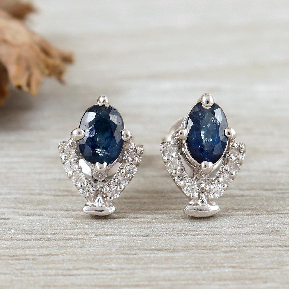 Oval Blue Sapphire Sterling Silver Earrings: September Birthstone