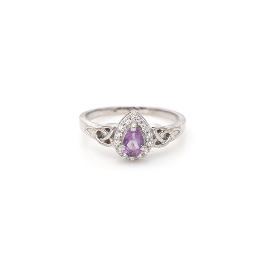 925 Sterling Silver-Amethyst Gemstone Ring- February Birthstone Ring-Promise Ring-Minimalist Amethyst Ring