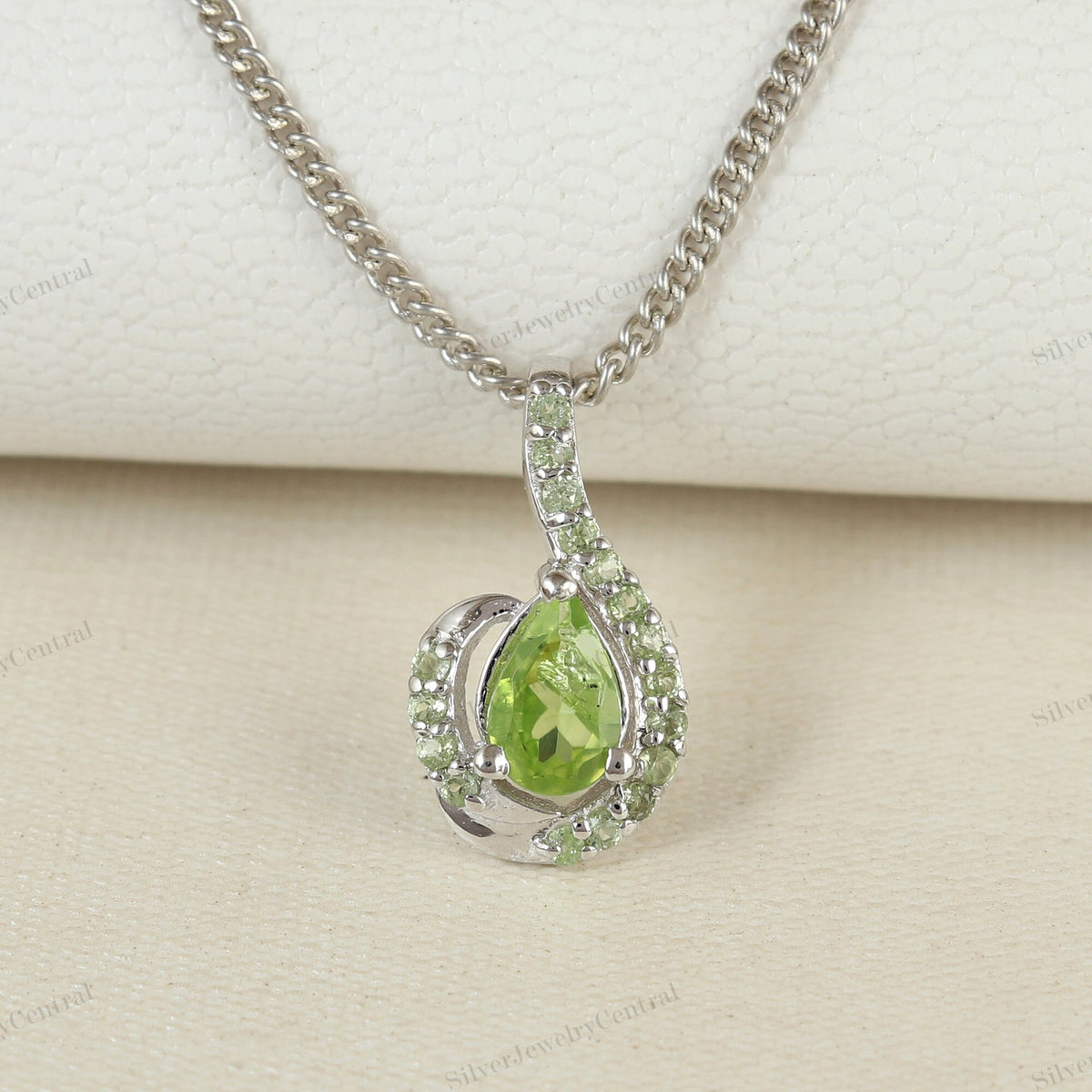 Peridot Pear Pendant: Sterling Silver August Birthstone, Necklace Gifts For Her