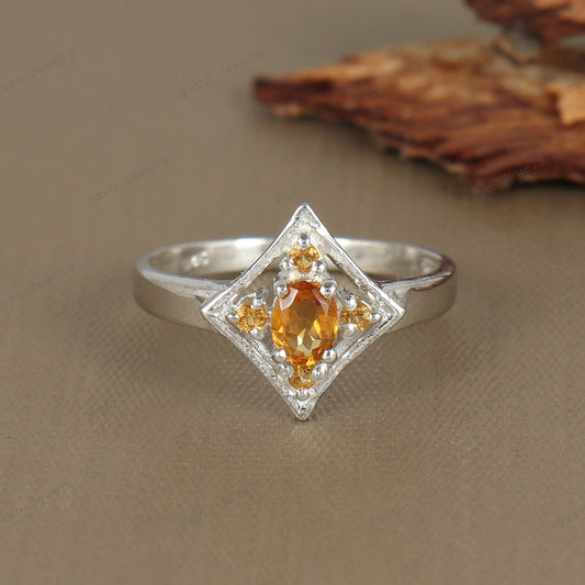 Handmade Sterling Silver Ring, Citrine Gemstone, Elegant Everyday Jewelry