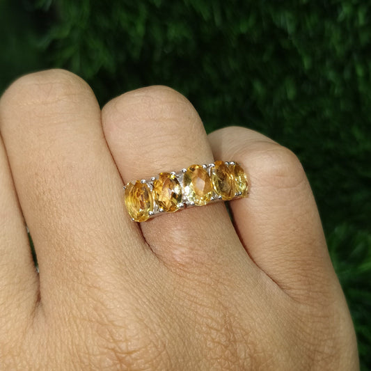 Citrine Ring 925 Sterling Silver Wedding Band Jewelry