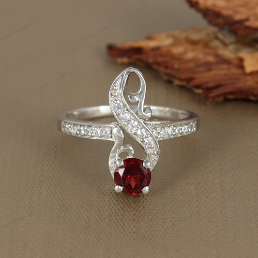 Garnet Ring: 925 Sterling Silver, Handmade January Birthstone, Christmas Jewelry