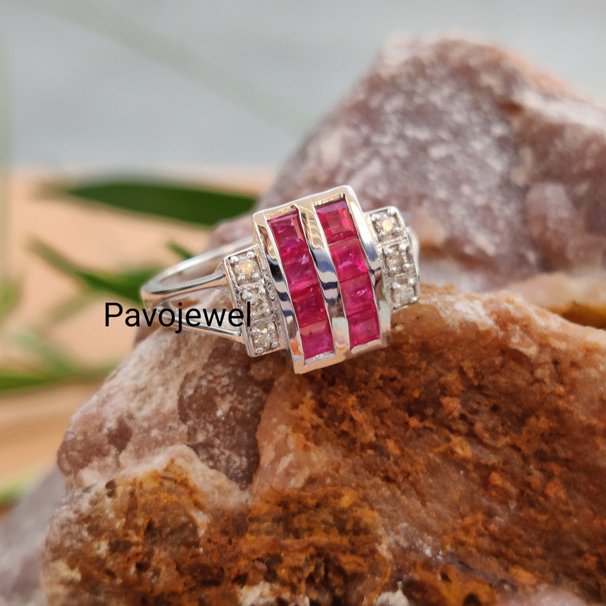Ruby Ring: Sterling Silver & Diamond Accent, Christmas Jewelry