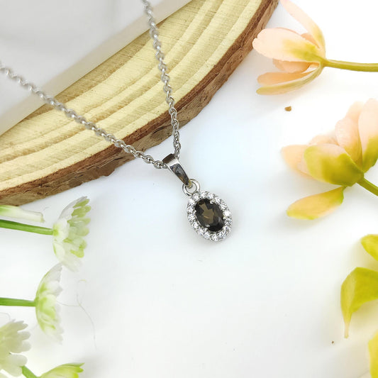 Handmade Sterling Silver Smoky Quartz Pendant Necklace: November Birthstone
