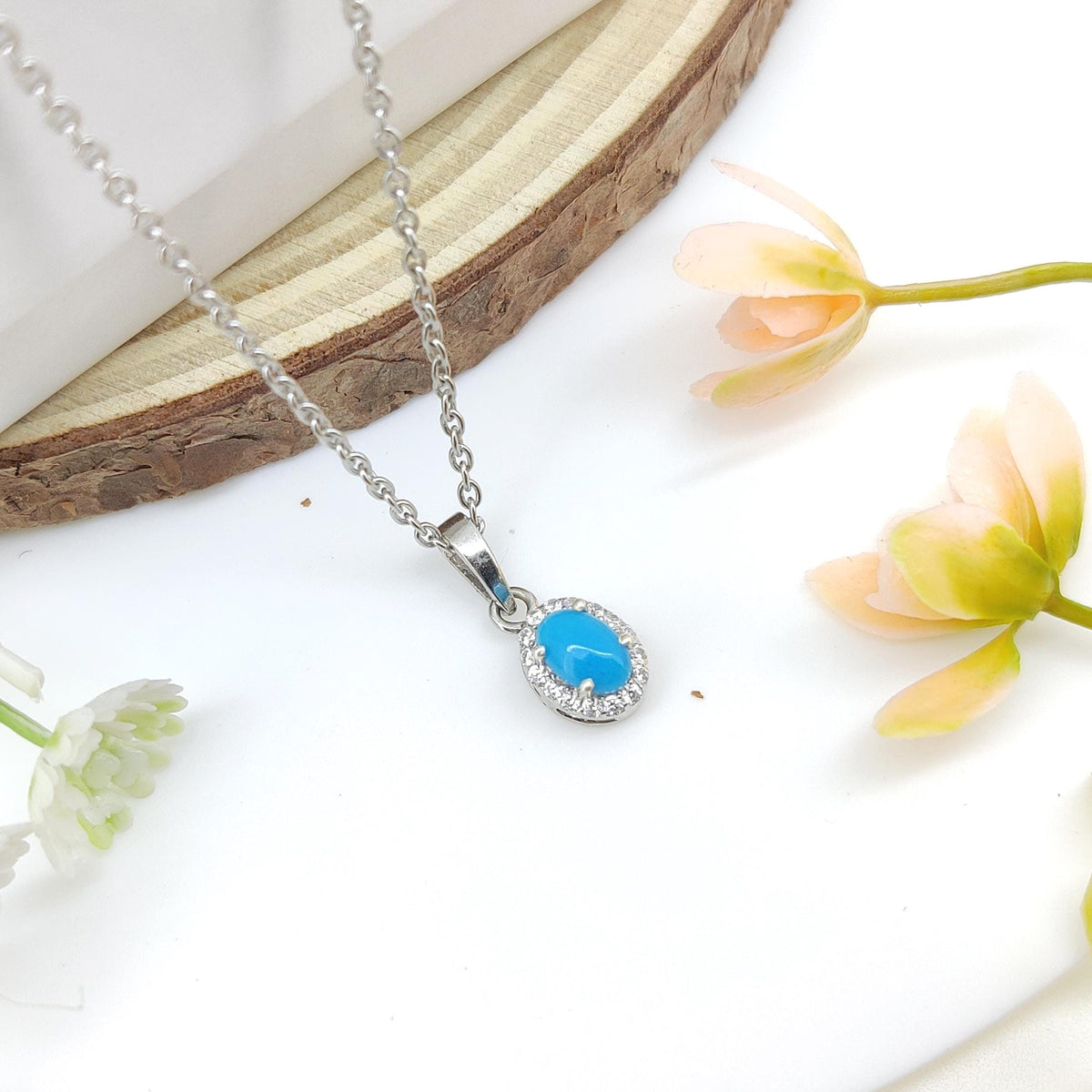 Handmade Sterling Silver Turquoise Pendant Necklace: December Birthstone