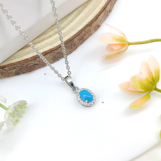 Handmade Sterling Silver Turquoise Pendant Necklace: December Birthstone