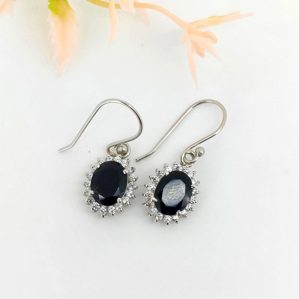 Natural Black Onyx Earring-925 Sterling Silver -July Birthstone-Black Onyx Jewelry
