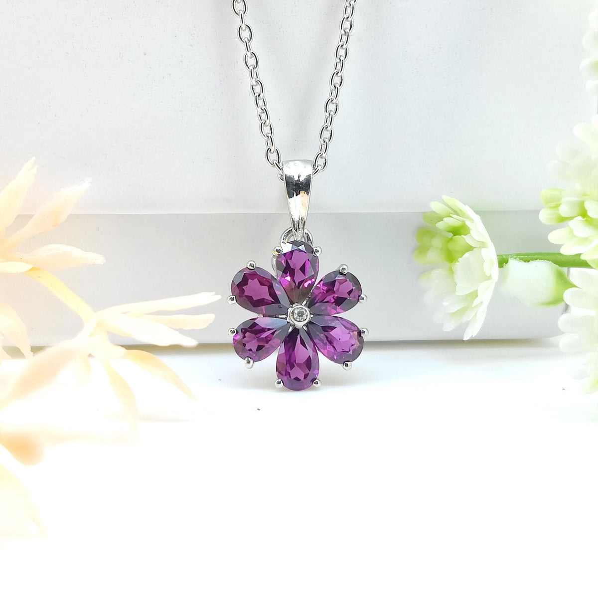 Natural Rhodolite Garnet Pendant-925 Sterling Silver-June Birthstone Jewelry-Rhodolite Garnet Jewelry
