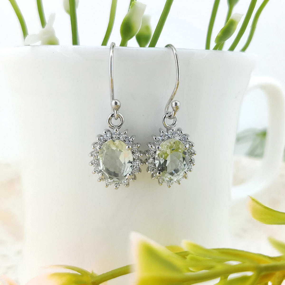 Green Amethyst Sterling Silver Earrings: February Birthstone Jewelry