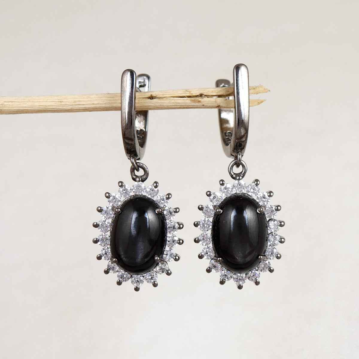 Black Onyx Sterling Silver Dangle Earrings: December Birthstone