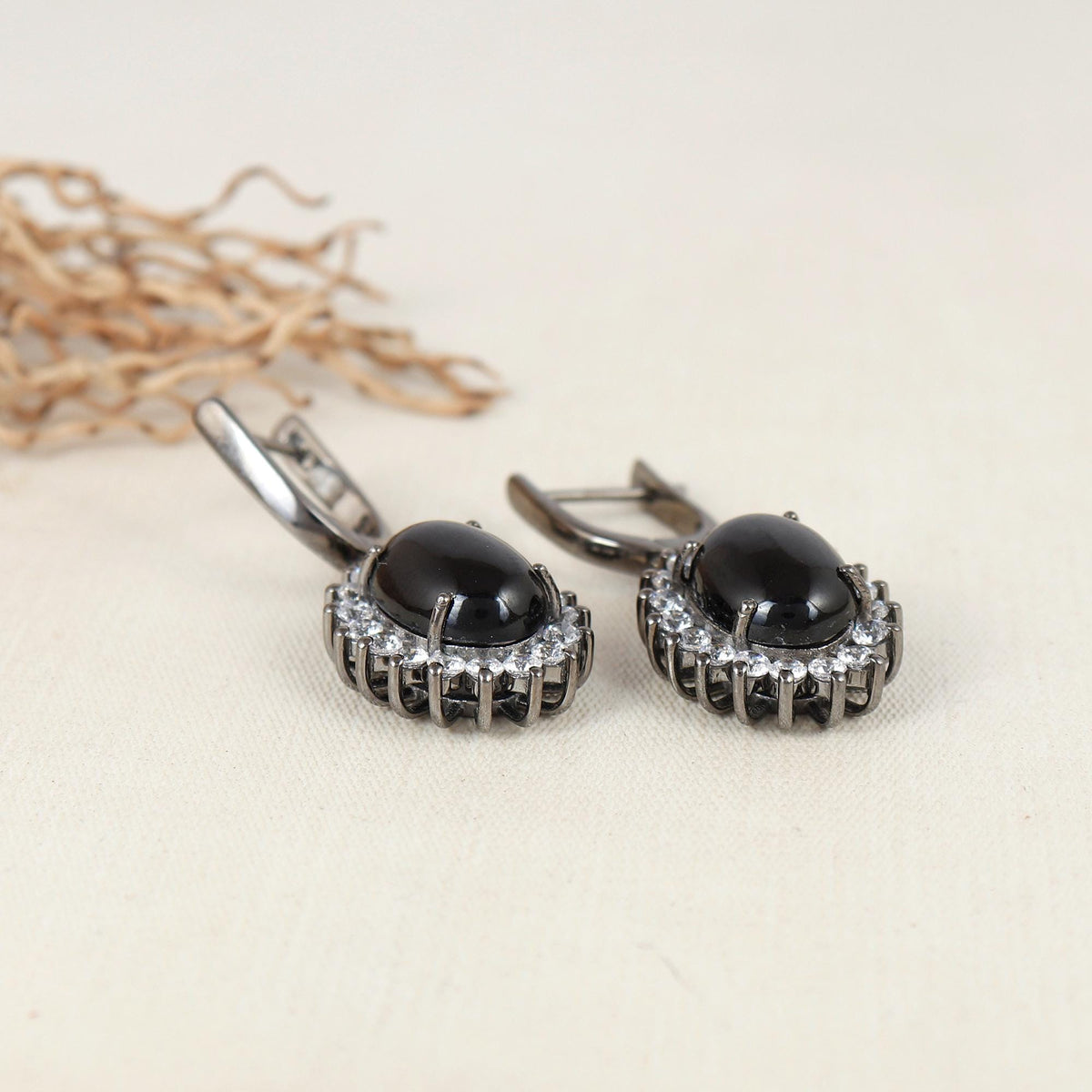 Black Onyx Sterling Silver Dangle Earrings: December Birthstone