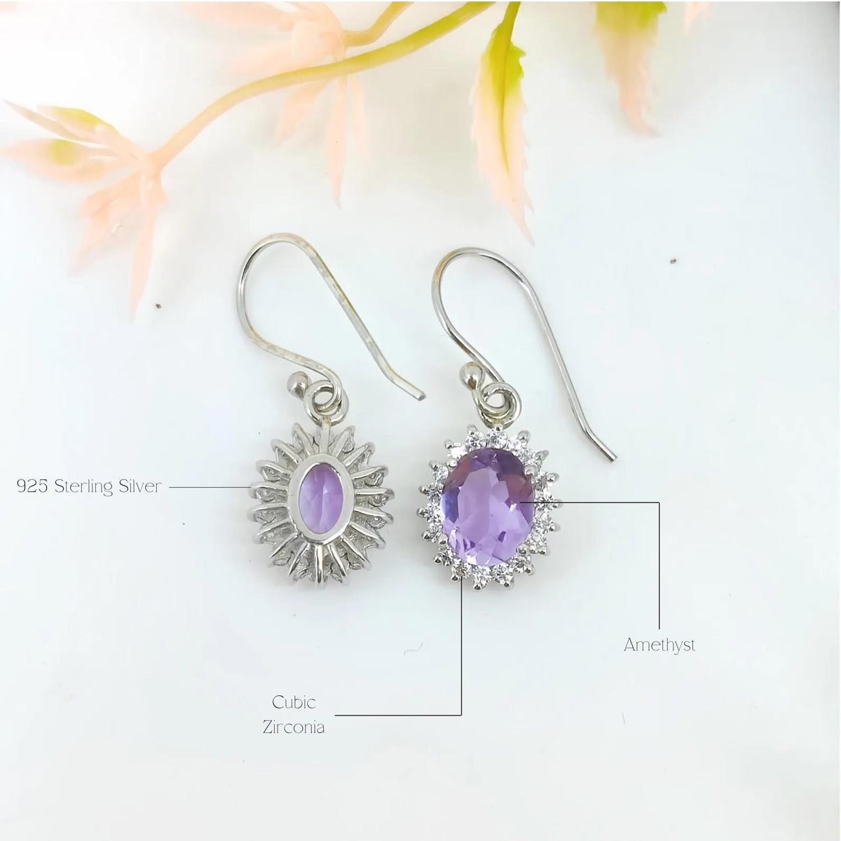 Natural Amethyst Earring-Gemstone Cluster Earring-925 Sterling Silver Jewelry-Purple Amethyst Jewelry-February Birthstone-Gift for Wedding