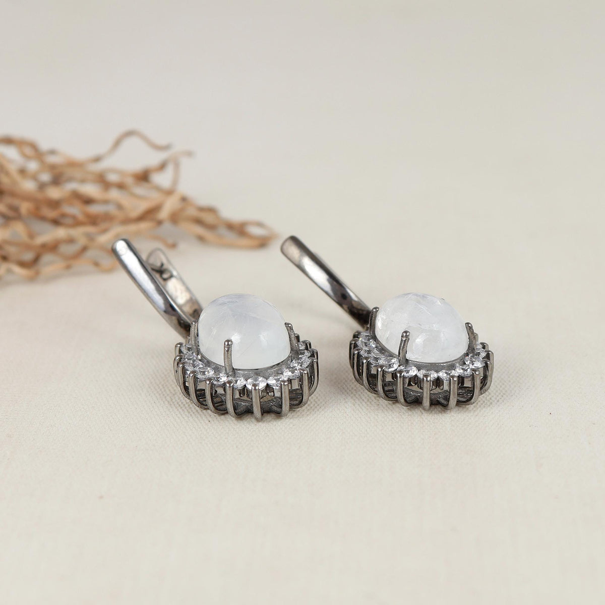 Natural Rainbow Moonstone Gemstone Dangle Earrings 925 Sterling Silver Handmade Oval Jewelry Christmas
