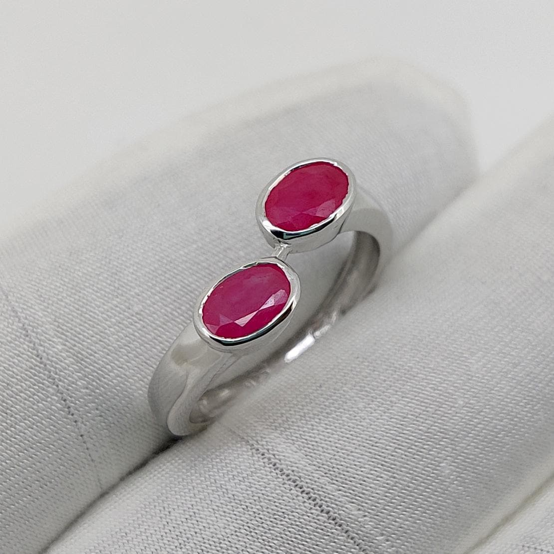 Natural Ruby Solitaire Silver Ring Unique Handmade Jewelry Gift for Her
