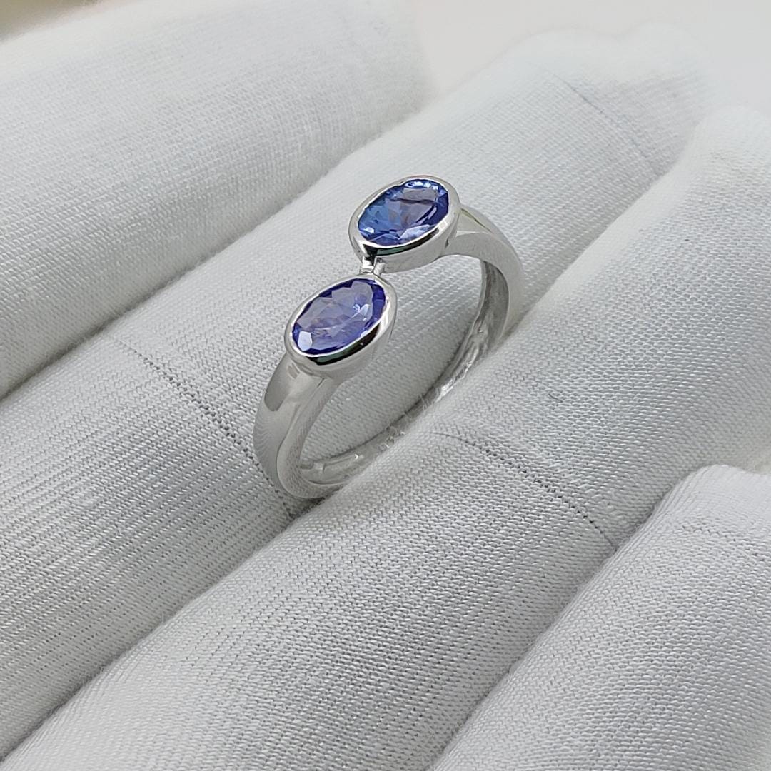 Natural Tanzanite Sterling Silver Ring Boho Handmade Gemstone luxury jewelry