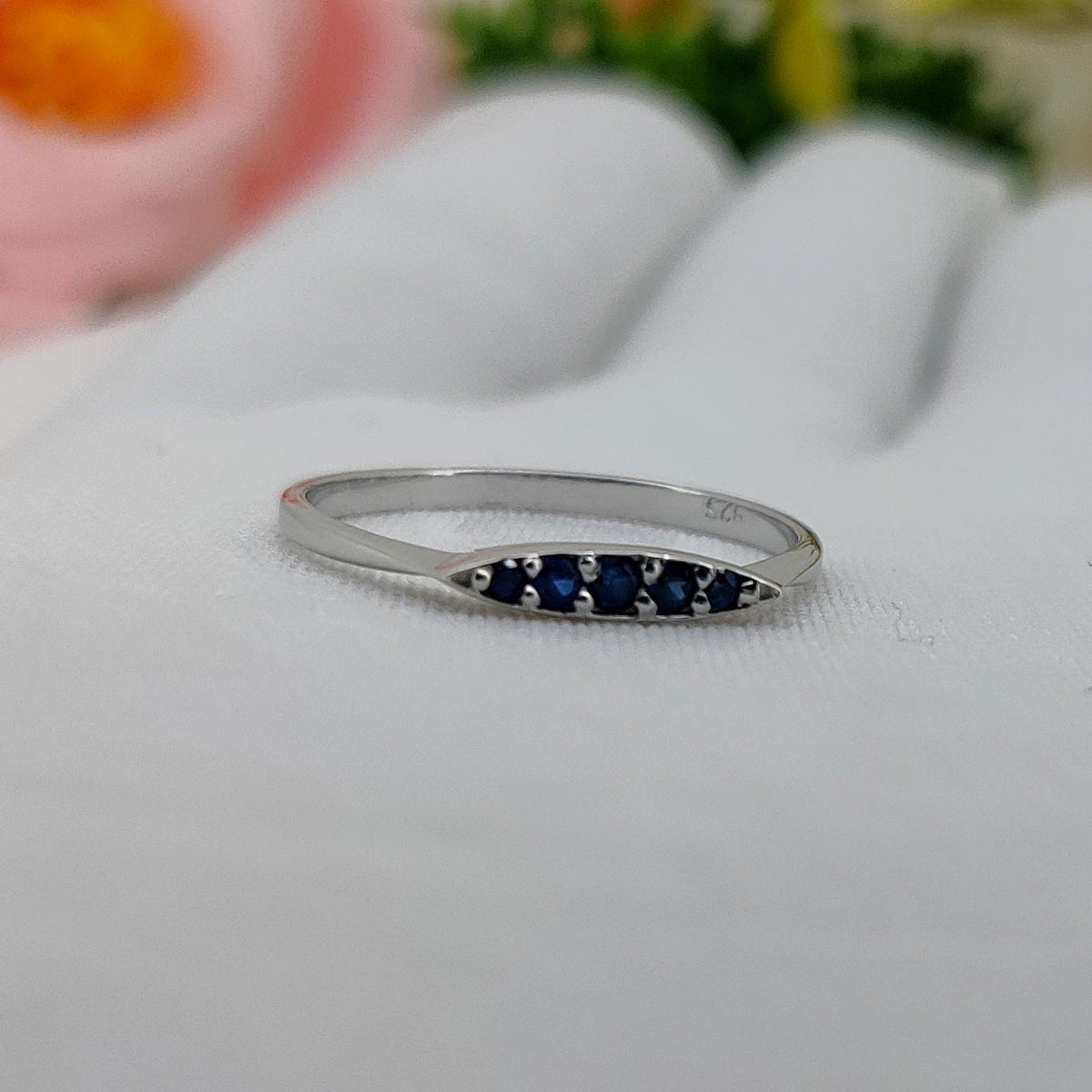 Natural Sapphire Engagement Ring Unique Vintage Style Solitaire Gemstone Jewelry